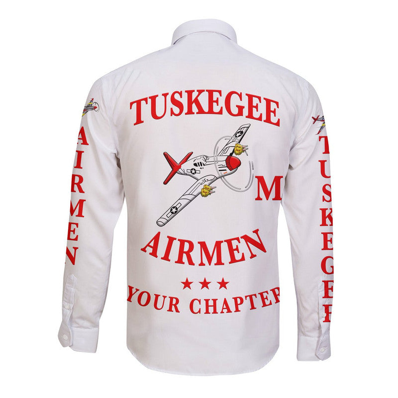 (Custom Personalised) Tuskegee Airmen Motorcycle Club Hawaii Long Sleeve Button Shirt The White Tails Unique Style - White LT8 - Wonder Print Shop