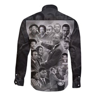 Civil Rights Leaders Hawaii Long Sleeve Button Shirt Black White Vintage Style LT8 - Wonder Print Shop