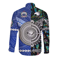 Samoa and New Zealand Hawaii Long Sleeve Button Shirt Together Paua Shell LT8 - Wonder Print Shop