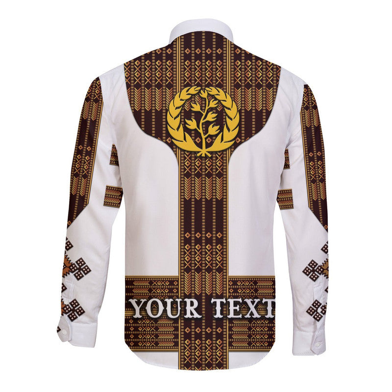 (Custom Personalised) Eritrea Hawaii Long Sleeve Button Shirt Fancy Tibeb Vibes - White LT8 - Wonder Print Shop