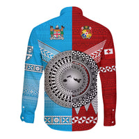 Tonga Ngatu And Fiji Tapa Hawaii Long Sleeve Button Shirt Together LT8 - Wonder Print Shop