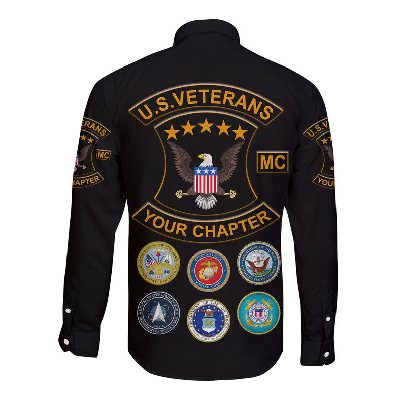 (Custom) U.S. Veterans Motorcycle Club Hawaii Long Sleeve Button Shirt USVMC Simple Style LT8 - Wonder Print Shop
