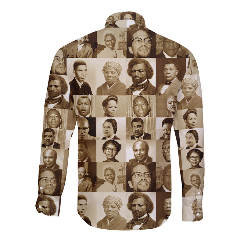 Civil Rights Leaders Hawaii Long Sleeve Button Shirt Portrait Version LT8 - Wonder Print Shop