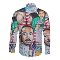 Civil Rights Leaders Hawaii Long Sleeve Button Shirt Newspaper Art Version LT8 - Wonder Print Shop