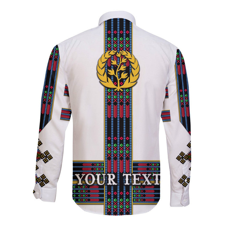 (Custom Personalised) Eritrea Hawaii Long Sleeve Button Shirt Fancy Tibeb Vibes NO.1 Ver - Flag Style LT8 - Wonder Print Shop