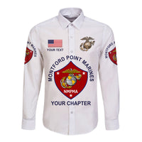 (Custom) Montford Point Marines Hawaii Long Sleeve Button Shirt African-American Marine Corps Original - White LT8 - Wonder Print Shop