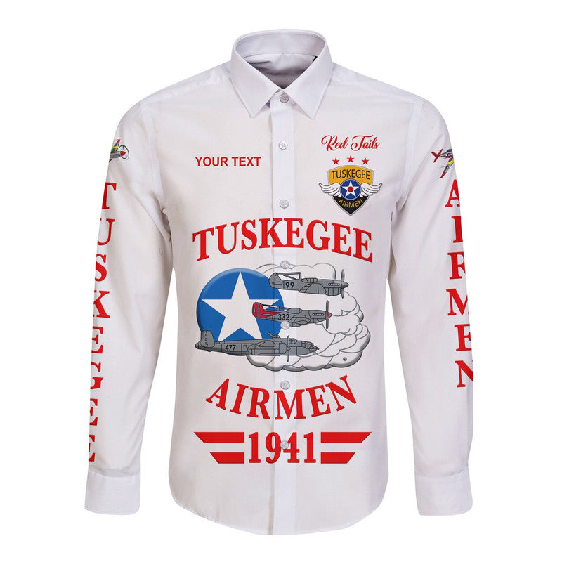 (Custom Personalised) Tuskegee Airmen Hawaii Long Sleeve Button Shirt The White Tails Original Style - White LT8 - Wonder Print Shop