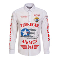 (Custom Personalised) Tuskegee Airmen Hawaii Long Sleeve Button Shirt The White Tails Original Style - White LT8 - Wonder Print Shop