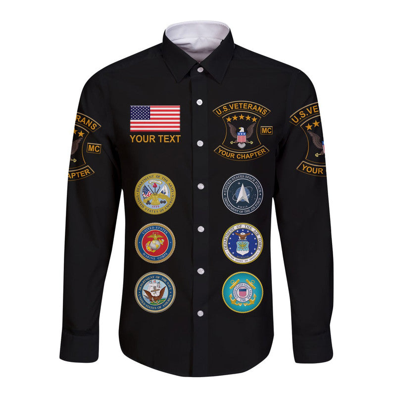(Custom) U.S. Veterans Motorcycle Club Hawaii Long Sleeve Button Shirt USVMC Simple Style LT8 - Wonder Print Shop
