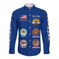 (Custom Personalised) Tuskegee Airmen Hawaii Long Sleeve Button Shirt The Blue Tails Simple Style - Blue LT8 - Wonder Print Shop
