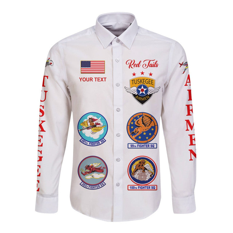 (Custom Personalised) Tuskegee Airmen Hawaii Long Sleeve Button Shirt The White Tails Simple Style - White LT8 - Wonder Print Shop