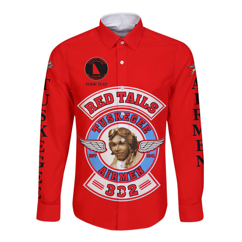 (Custom Personalised) Tuskegee Airmen Motorcycle Club Hawaii Long Sleeve Button Shirt TAMC Red Tails Original Style - Red LT8 - Wonder Print Shop