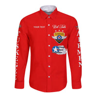 (Custom Personalised) Tuskegee Airmen Hawaii Long Sleeve Button Shirt The Red Tails Simplified Vibes - Red LT8 - Wonder Print Shop