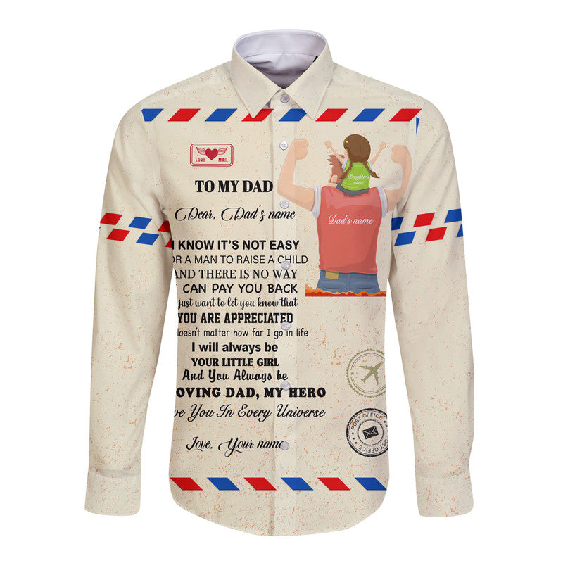 (Custom) Father Day Hawaii Long Sleeve Button Shirt Letter From Daughter Simple Style LT8 - Wonder Print Shop