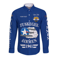 (Custom Personalised) Tuskegee Airmen Hawaii Long Sleeve Button Shirt The Blue Tails Original Style - Blue LT8 - Wonder Print Shop