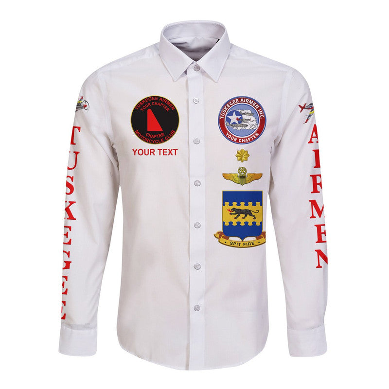 (Custom Personalised) Tuskegee Airmen Motorcycle Club Hawaii Long Sleeve Button Shirt The White Tails Unique Style - White LT8 - Wonder Print Shop