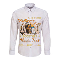 (Custom) Father Day Hawaii Long Sleeve Button Shirt Our First Father Day Simple Style - White LT8 - Wonder Print Shop