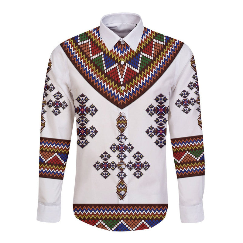 Ethiopia Hawaii Long Sleeve Button Shirt Ethiopian Tibeb Proud Version LT8 - Wonder Print Shop