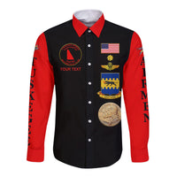 (Custom Personalised) Tuskegee Airmen Motorcycle Club Hawaii Long Sleeve Button Shirt TAMC Spit Fire Simple Style - Black Red LT8 - Wonder Print Shop