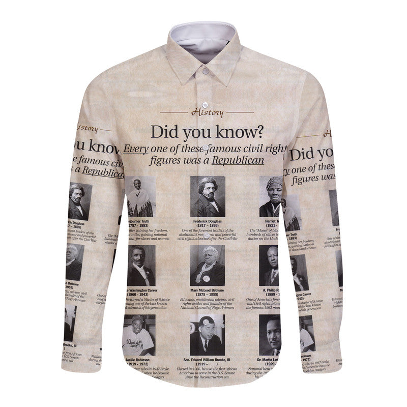Civil Rights Leaders Hawaii Long Sleeve Button Shirt Did You Know History Vibes LT8 - Wonder Print Shop