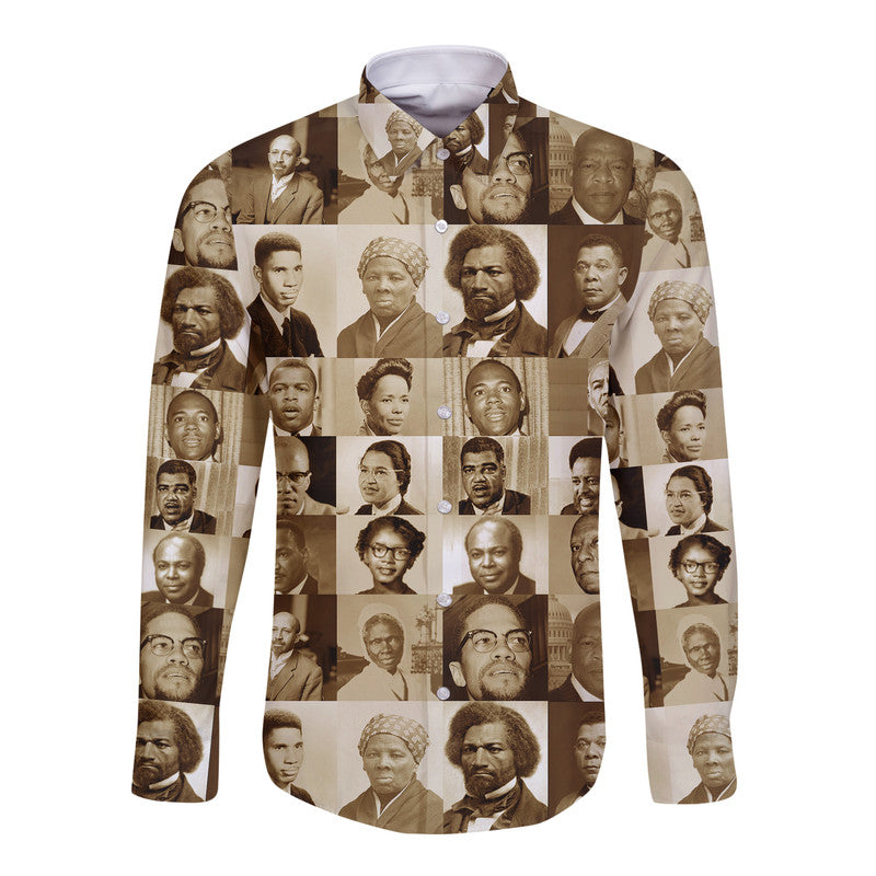Civil Rights Leaders Hawaii Long Sleeve Button Shirt Portrait Version LT8 - Wonder Print Shop