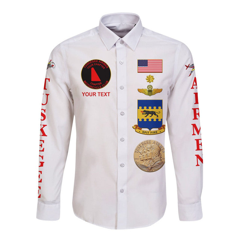 (Custom Personalised) Tuskegee Airmen Motorcycle Club Hawaii Long Sleeve Button Shirt The White Tails Simple Style - White LT8 - Wonder Print Shop
