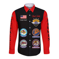 (Custom Personalised) Tuskegee Airmen Hawaii Long Sleeve Button Shirt The Red Tails Simple Style - Black Red LT8 - Wonder Print Shop