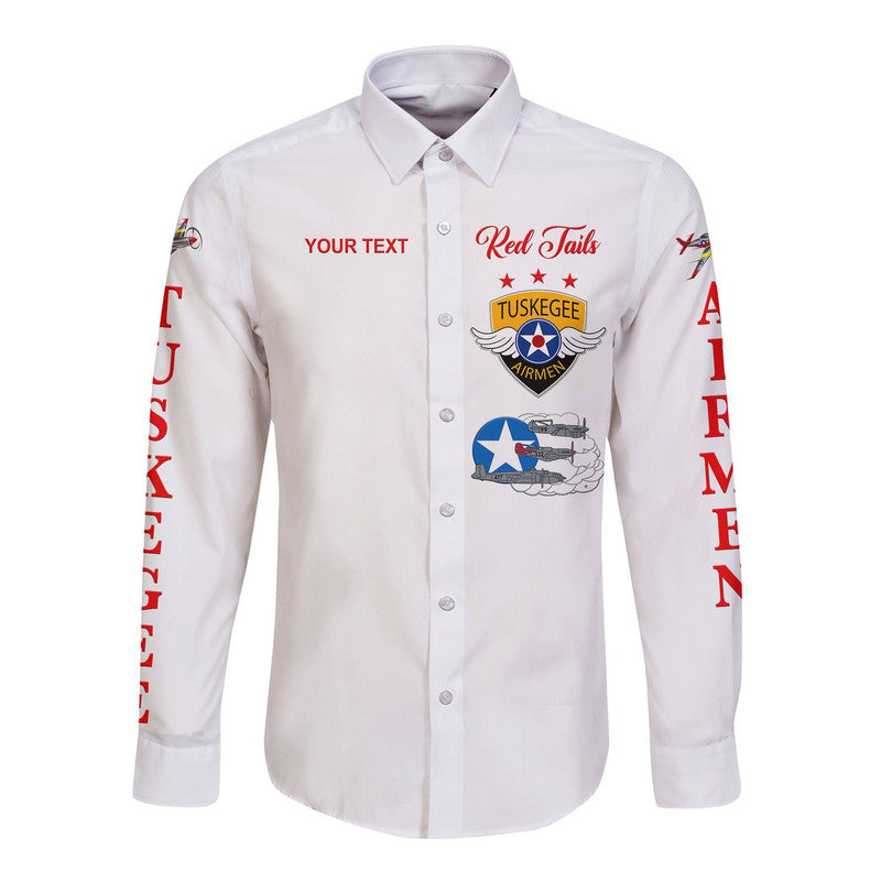 (Custom Personalised) Tuskegee Airmen Hawaii Long Sleeve Button Shirt The White Tails Simplified Vibes - White LT8 - Wonder Print Shop