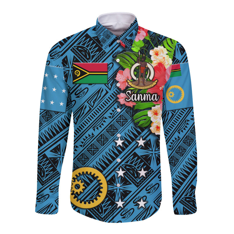 Vanuatu Sanma Hawaii Long Sleeve Button Shirt Independence Be Proud LT8 - Wonder Print Shop