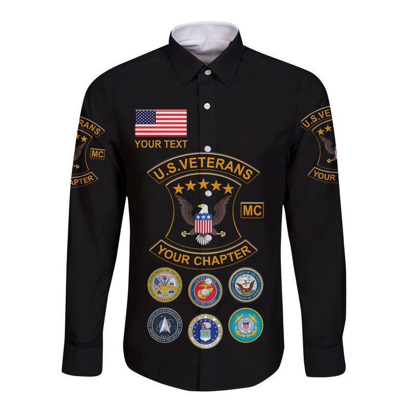 (Custom) U.S. Veterans Motorcycle Club Hawaii Long Sleeve Button Shirt USVMC Unique Style LT8 - Wonder Print Shop
