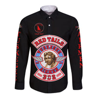 (Custom Personalised) Tuskegee Airmen Motorcycle Club Hawaii Long Sleeve Button Shirt TAMC Red Tails Original Style - Black LT8 - Wonder Print Shop