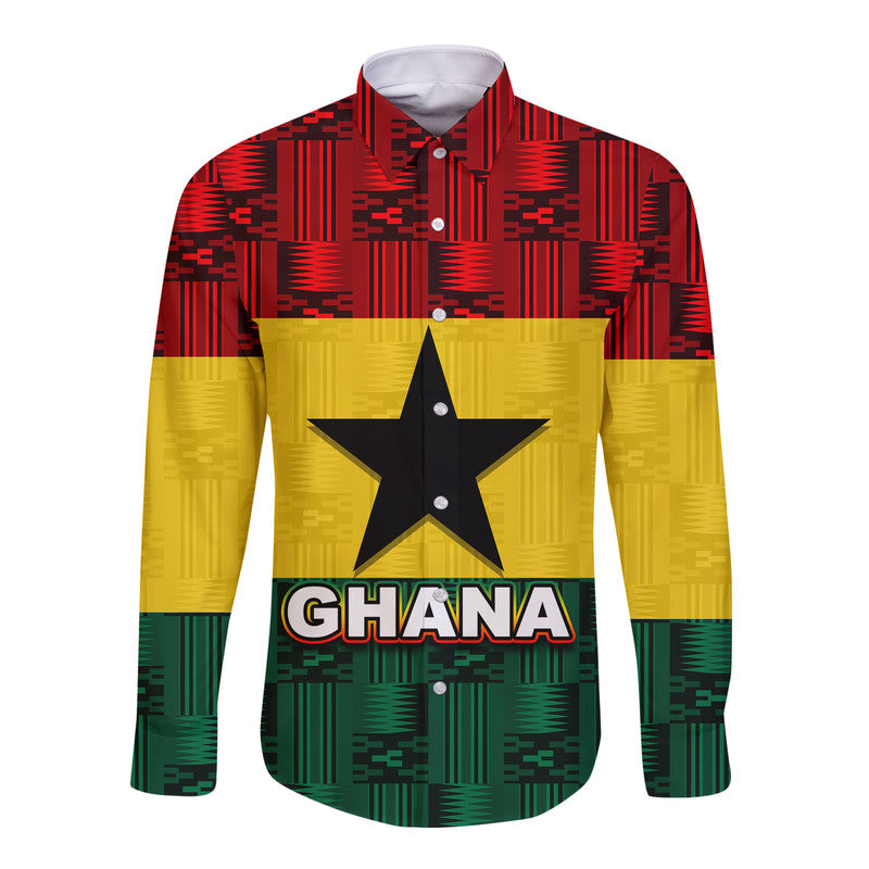 (Custom Personalised) Ghana Flag Mix Patterns Long Sleeve Shirt LT6 - Wonder Print Shop