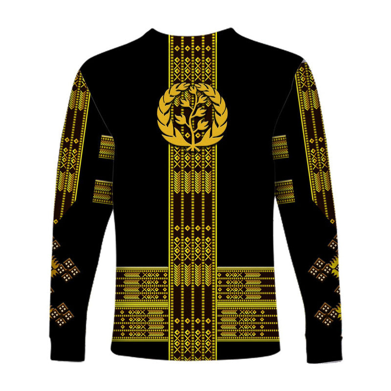 Eritrea Long Sleeve Shirt Fancy Tibeb Vibes NO.1 Ver - Black LT8 - Wonder Print Shop