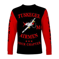 (Custom Personalised) Tuskegee Airmen Motorcycle Club Long Sleeve Shirt TAMC Spit Fire Unique Style - Black Red LT8 - Wonder Print Shop