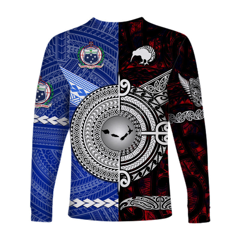 Samoa and New Zealand Long Sleeve Shirt Together Red LT8 - Wonder Print Shop