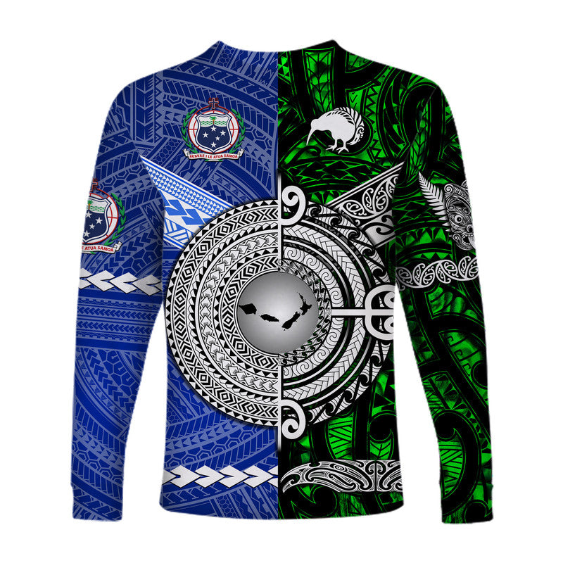 Samoa and New Zealand Long Sleeve Shirt Together Green LT8 - Wonder Print Shop