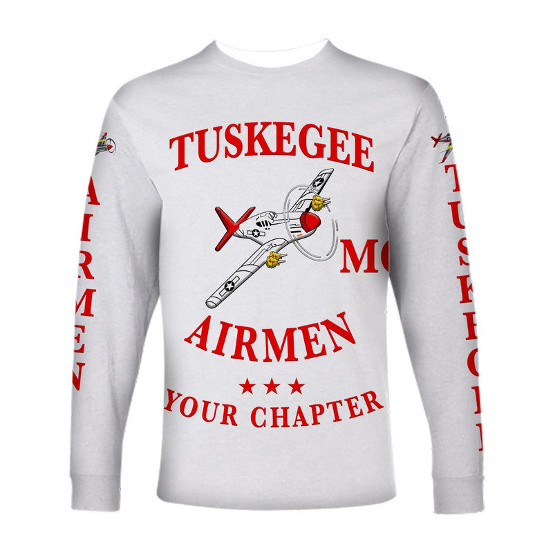 (Custom Personalised) Tuskegee Airmen Motorcycle Club Long Sleeve Shirt The White Tails Simple Style - White LT8 - Wonder Print Shop