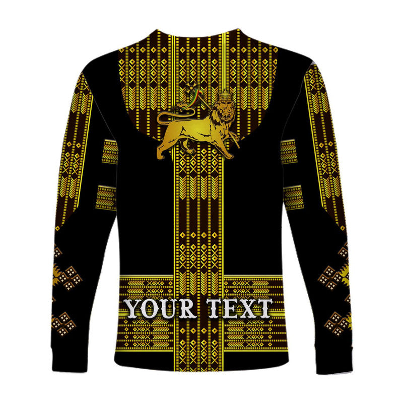 (Custom Personalised) Ethiopia Long Sleeve Shirt Ethiopian Lion Of Judah Tibeb Vibes - Black LT8 - Wonder Print Shop