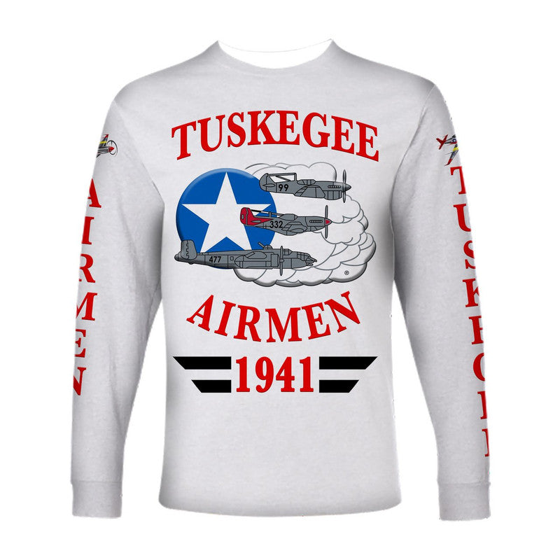 (Custom Personalised) Tuskegee Airmen Long Sleeve Shirt The White Tails Original Style - White LT8 - Wonder Print Shop
