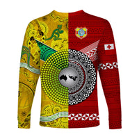 Tonga Ikale Tahi Ngatu And Australia Wallabies Aboriginal Long Sleeve Shirt Rugby Together LT8 - Wonder Print Shop