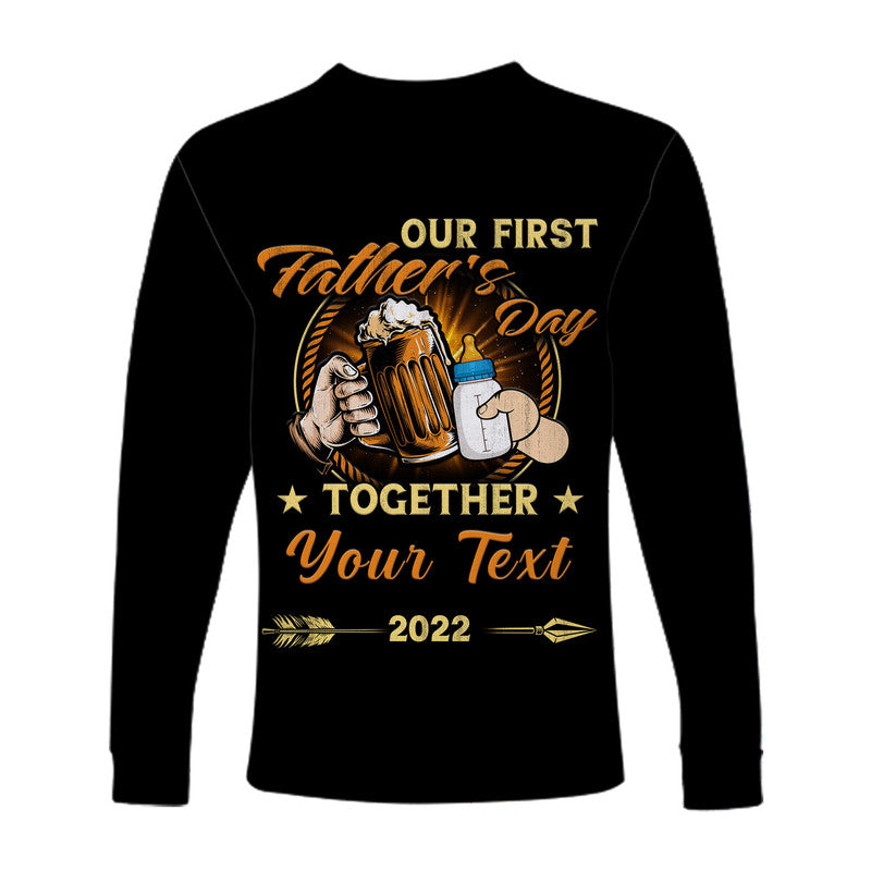 (Custom) Father Day Long Sleeve Shirt Our First Father Day Simple Style - Black LT8 - Wonder Print Shop