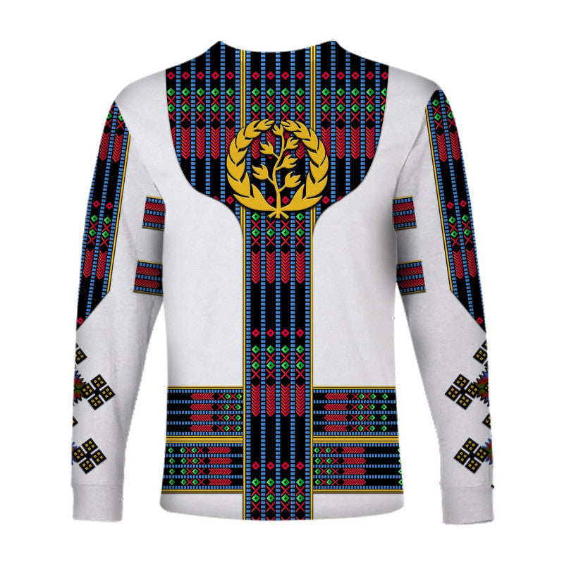 Eritrea Long Sleeve Shirt Fancy Tibeb Vibes - Flag Style LT8 - Wonder Print Shop