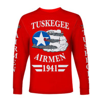 (Custom Personalised) Tuskegee Airmen Long Sleeve Shirt The Red Tails Simple Style - Red LT8 - Wonder Print Shop