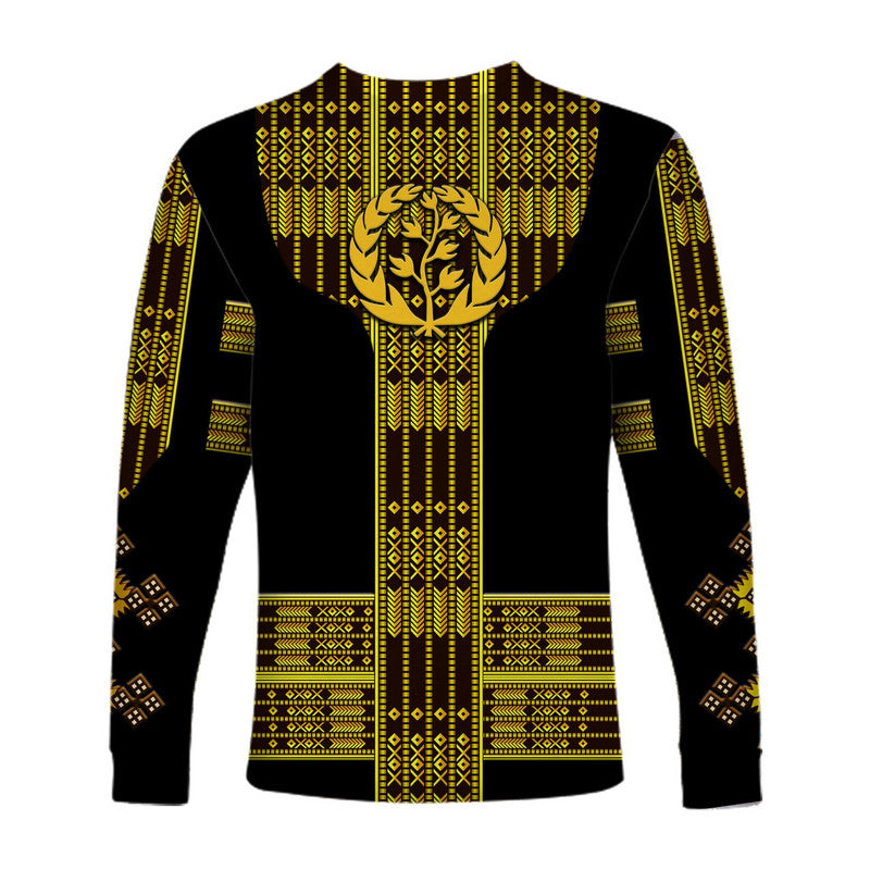 Eritrea Long Sleeve Shirt Fancy Tibeb Vibes - Black LT8 - Wonder Print Shop