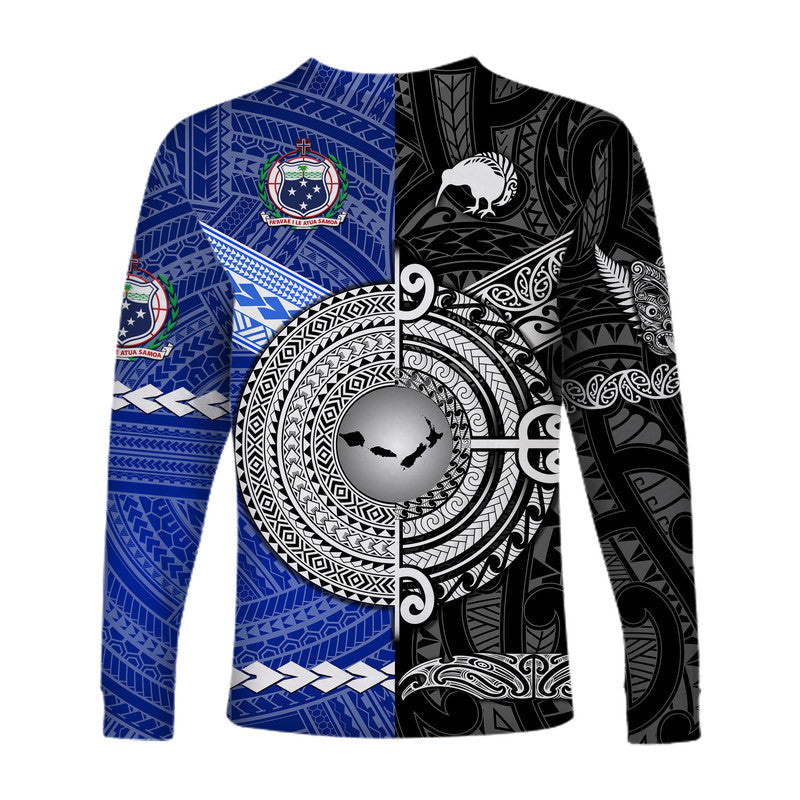 Samoa and New Zealand Long Sleeve Shirt Together Black LT8 - Wonder Print Shop