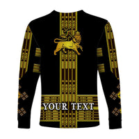 (Custom Personalised) Ethiopia Long Sleeve Shirt Ethiopian Lion Of Judah Tibeb Vibes NO.1 Ver - Black LT8 - Wonder Print Shop
