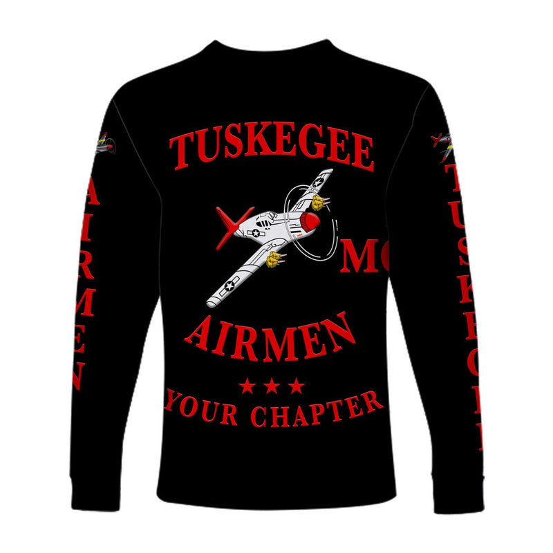 (Custom Personalised) Tuskegee Airmen Motorcycle Club Long Sleeve Shirt TAMC Spit Fire Unique Style - Black LT8 - Wonder Print Shop
