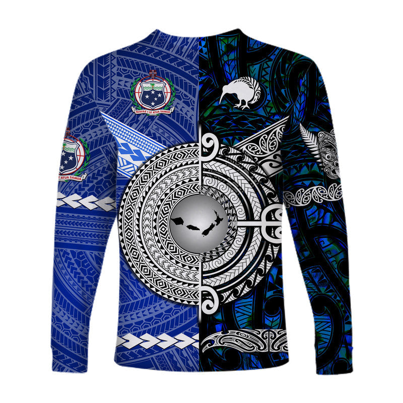 Samoa and New Zealand Long Sleeve Shirt Together Blue LT8 - Wonder Print Shop