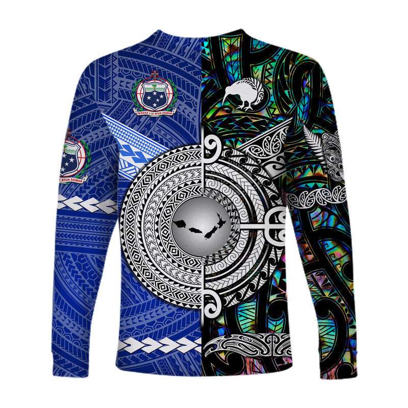 Samoa and New Zealand Long Sleeve Shirt Together Paua Shell LT8 - Wonder Print Shop