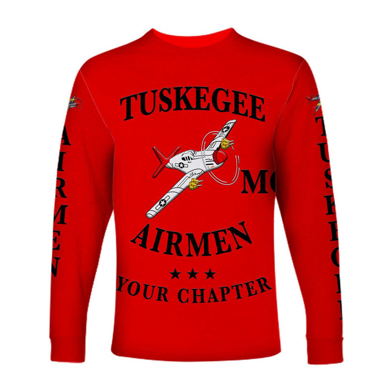 (Custom Personalised) Tuskegee Airmen Motorcycle Club Long Sleeve Shirt TAMC Spit Fire Unique Style - Red LT8 - Wonder Print Shop